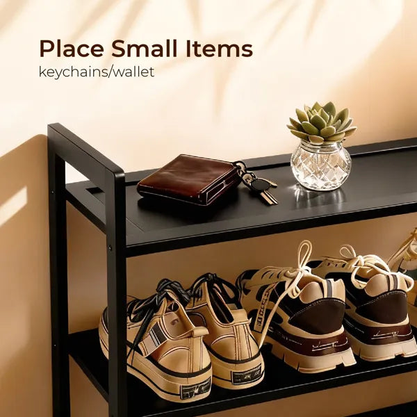 6 Layer Bamboo Shoe Rack Black 68x25x89cm Storage Shelf