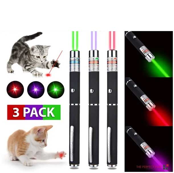 3 Pack Laser Pointer Pens Red Green Blue Long Range Beam