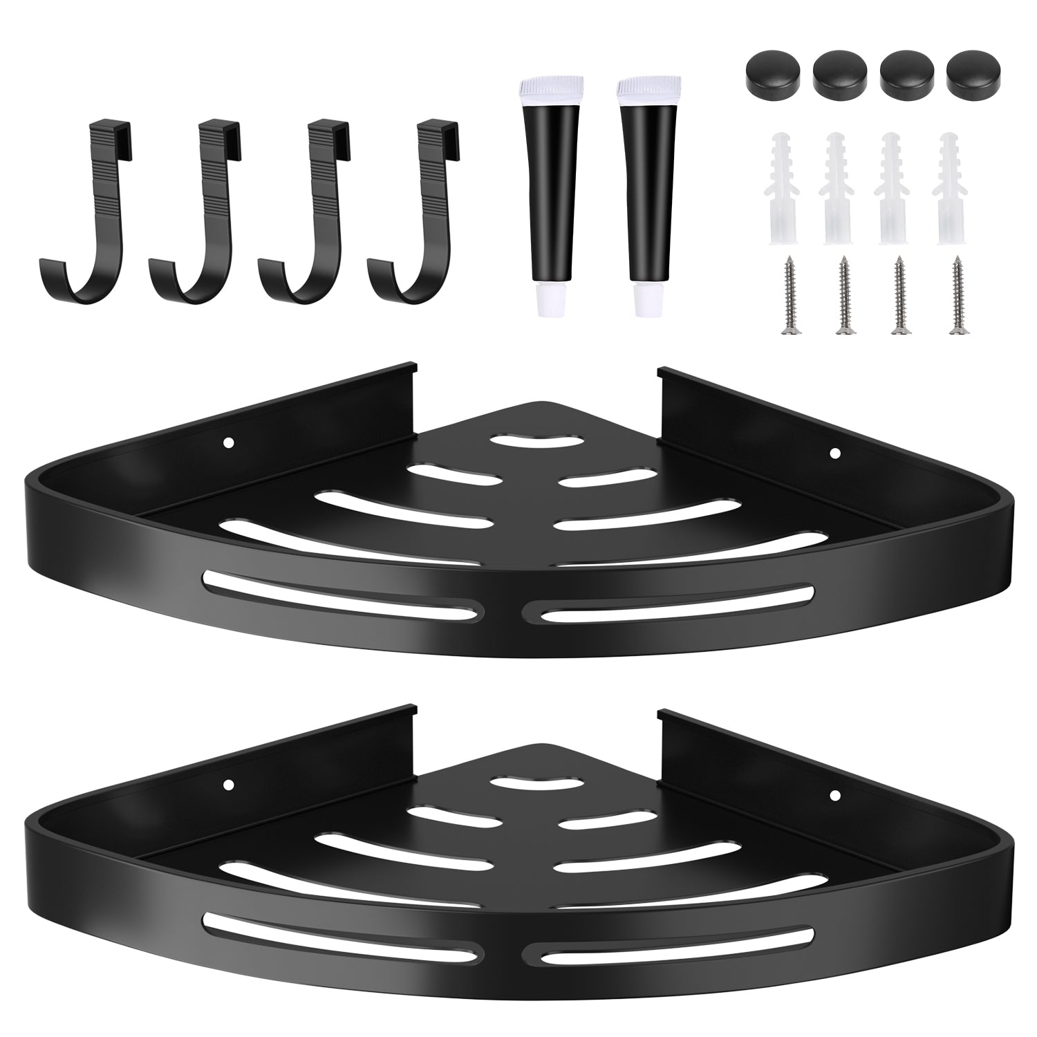 2Pcs Corner Shower Caddy Shelf Adhesive Wall Mounted Storage Rack