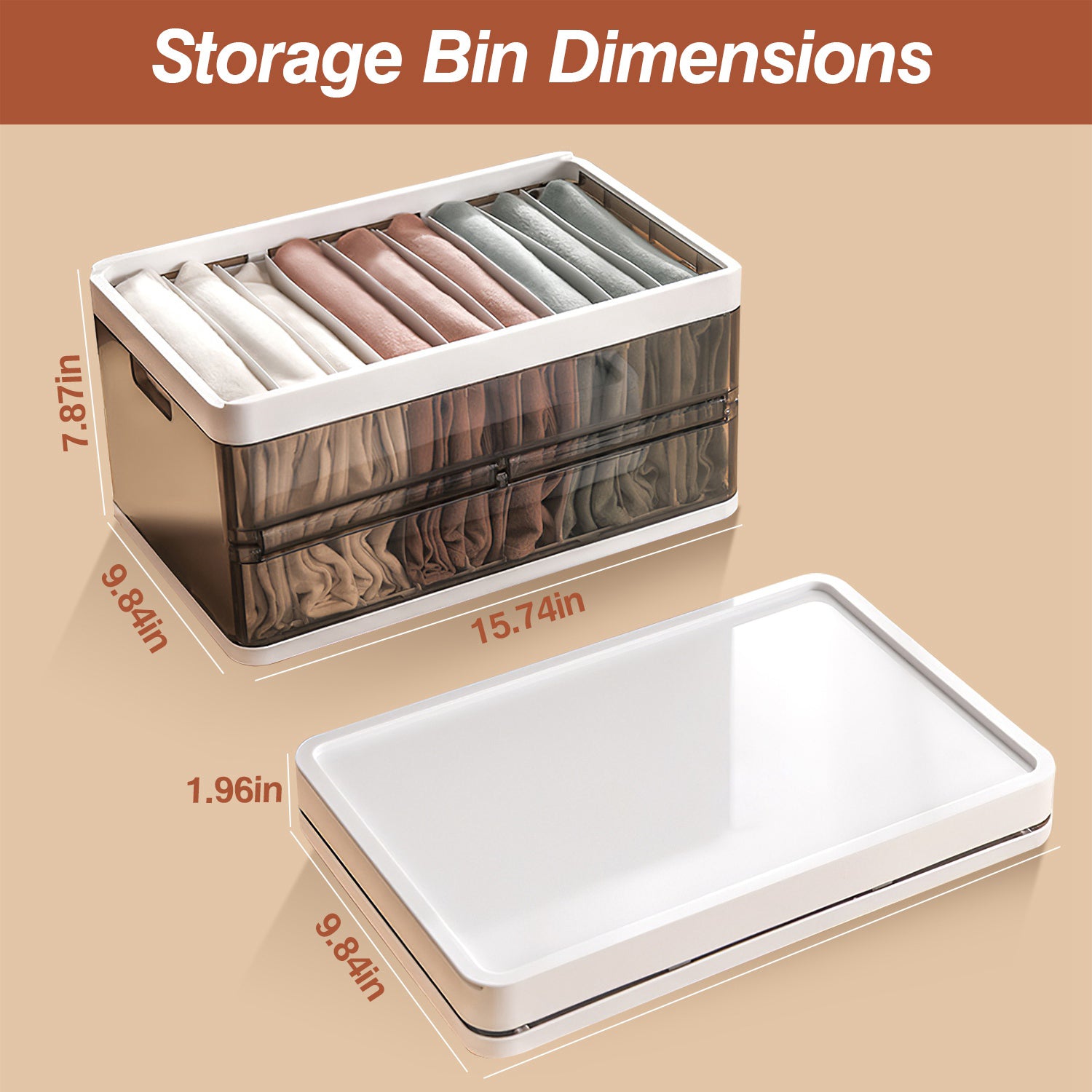 3 Pack Foldable Storage Bin Stackable Closet Organizer Box