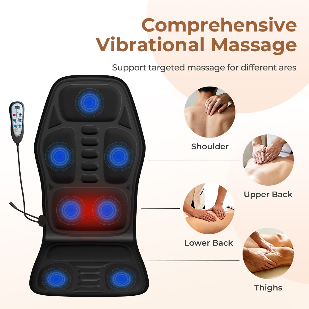 Heated Massage Chair Pad with 7 Motors & Lumbar Support