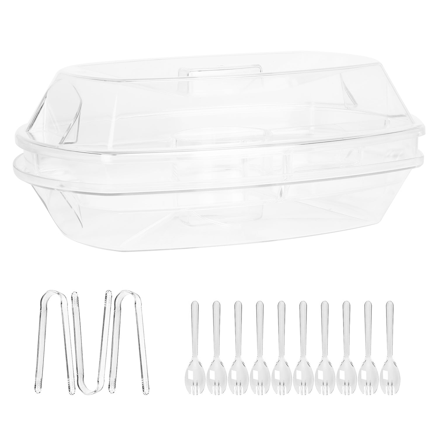 Chilled Serving Tray with Lid & Ice Base – 4 Compartments Set