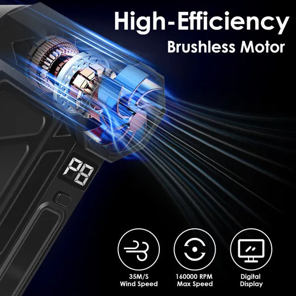 Compressed Air Duster Cordless Air Blower with LED Light for PC Keyboard Cleaning