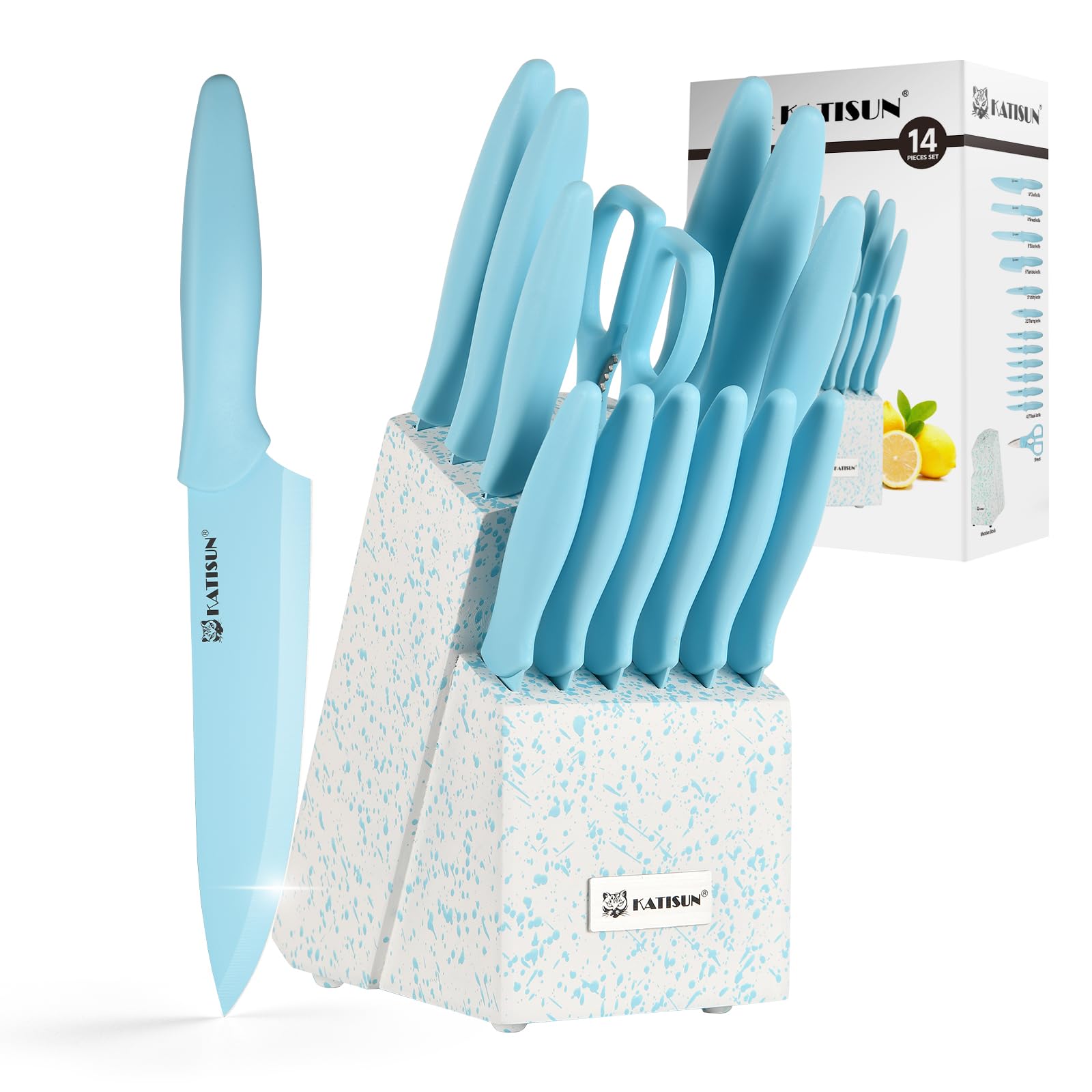 Premium Kitchen Knife Set with Block Non Stick Stainless Steel