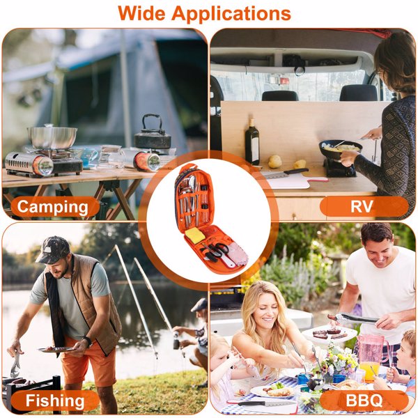 19 Piece Camping Cookware Set Portable Outdoor Cooking Kit