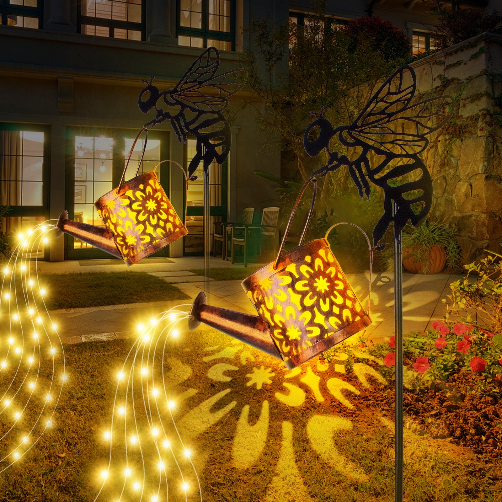 Magical Solar Watering Can Lights Garden Fairy LED Decor Lamp