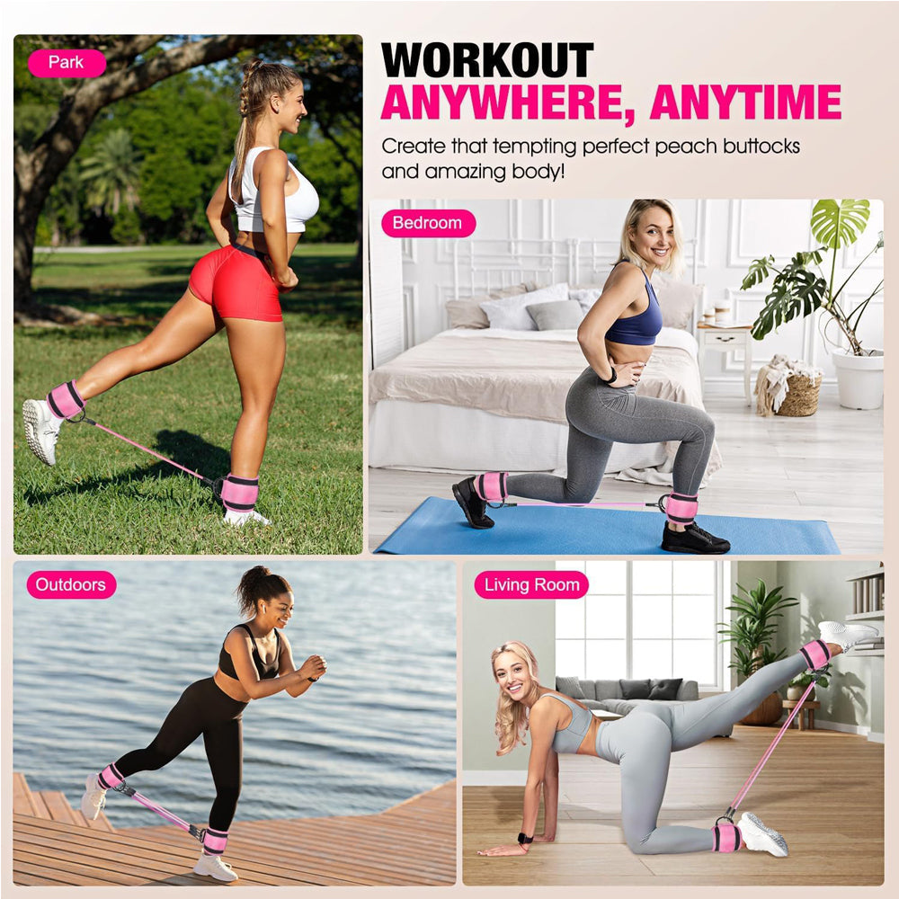 Ankle Resistance Bands with Cuffs for Leg & Glute Workout