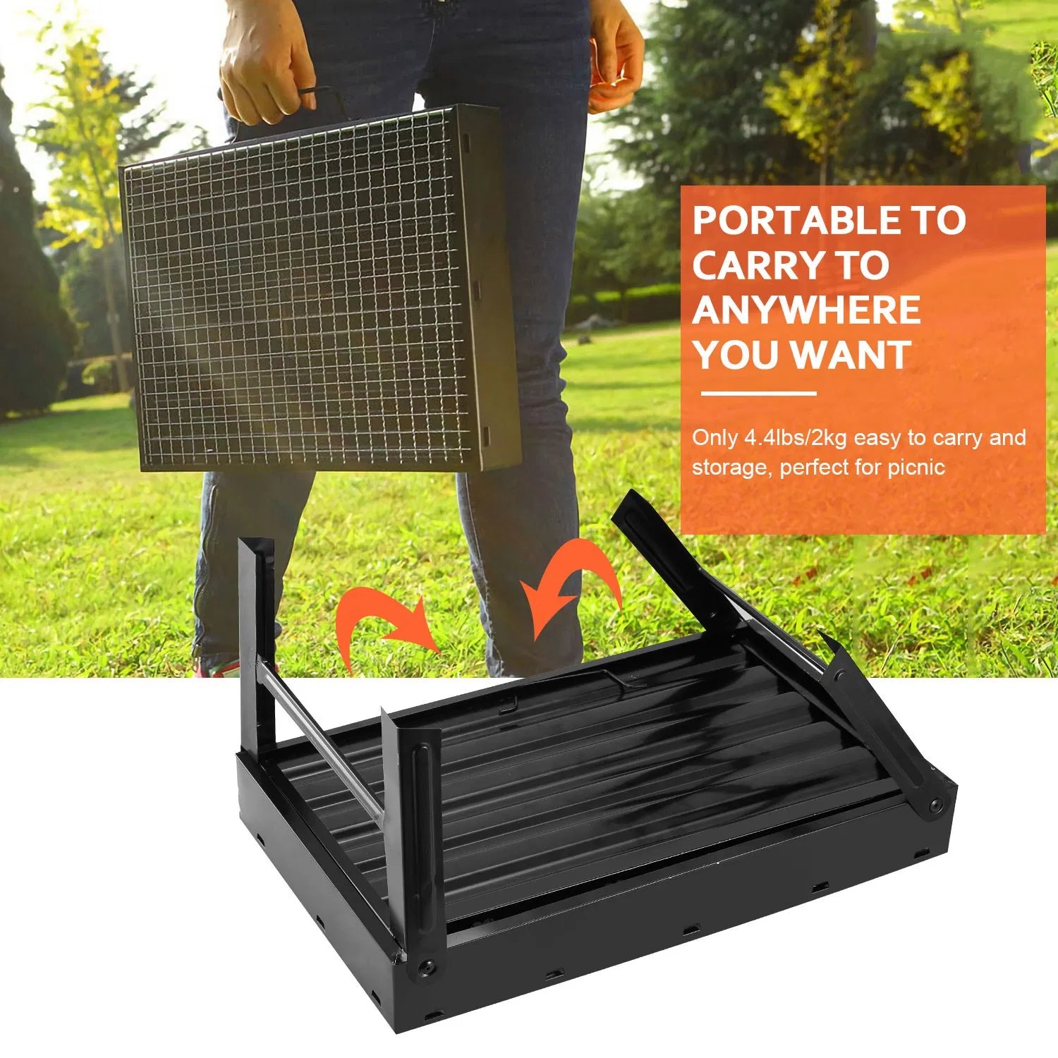 Portable Foldable Charcoal BBQ Grill for Camping