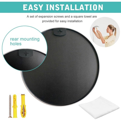 Elegant 16 Inch Black Round Bathroom Mirror Modern Wall Decor