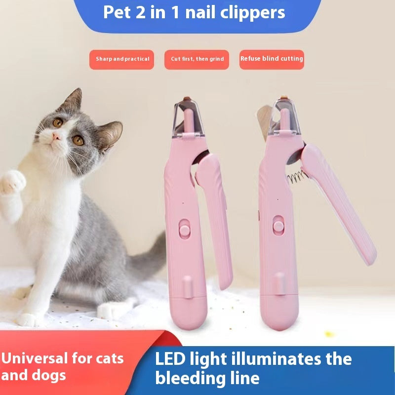 Premium 2in1 Pet Nail Clipper LED Light Safe Grooming Trimmer