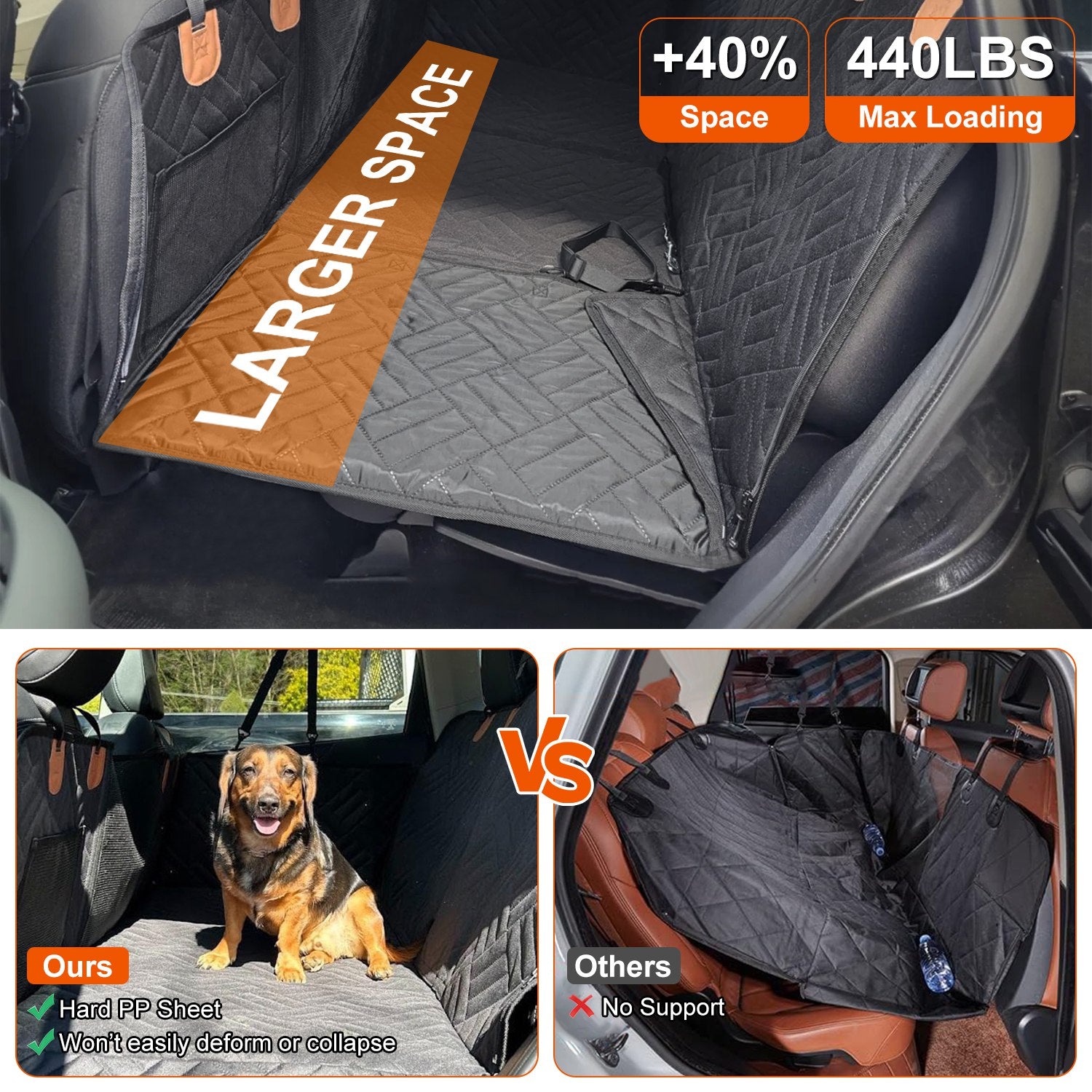 Waterproof Dog Car Seat Cover Hammock with Back Seat Extender