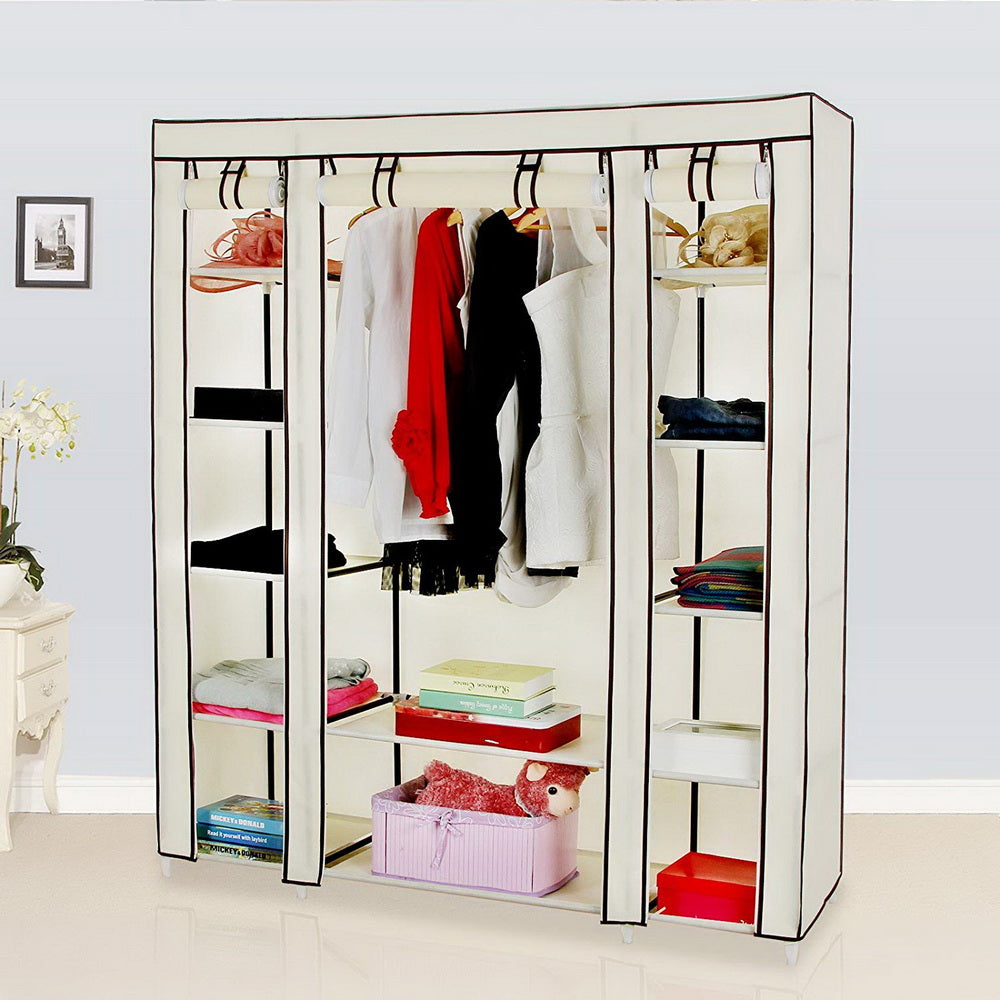 Large Fabric Wardrobe Closet 12 Shelves with Hanging Storage