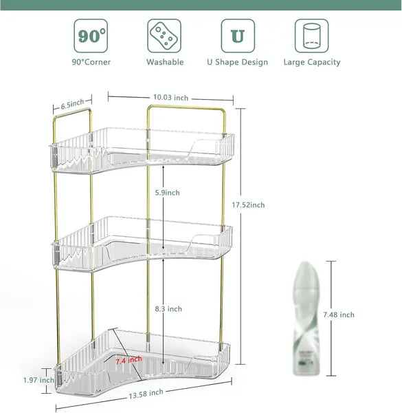 3 Tier Corner Bathroom Countertop Organizer Storage Rack