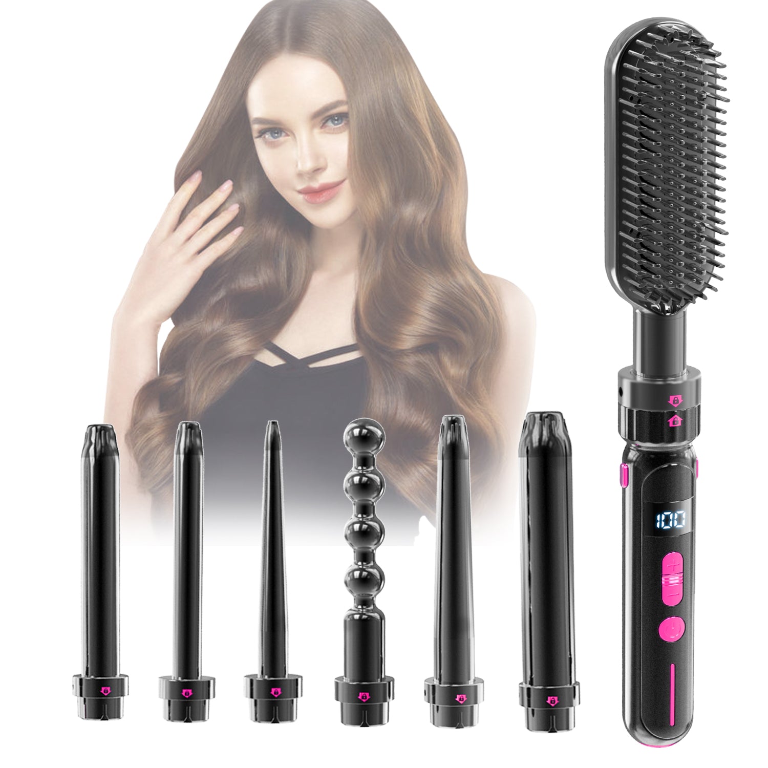 Ceramic Curling Iron & Straightener with Adjustable Heat Control