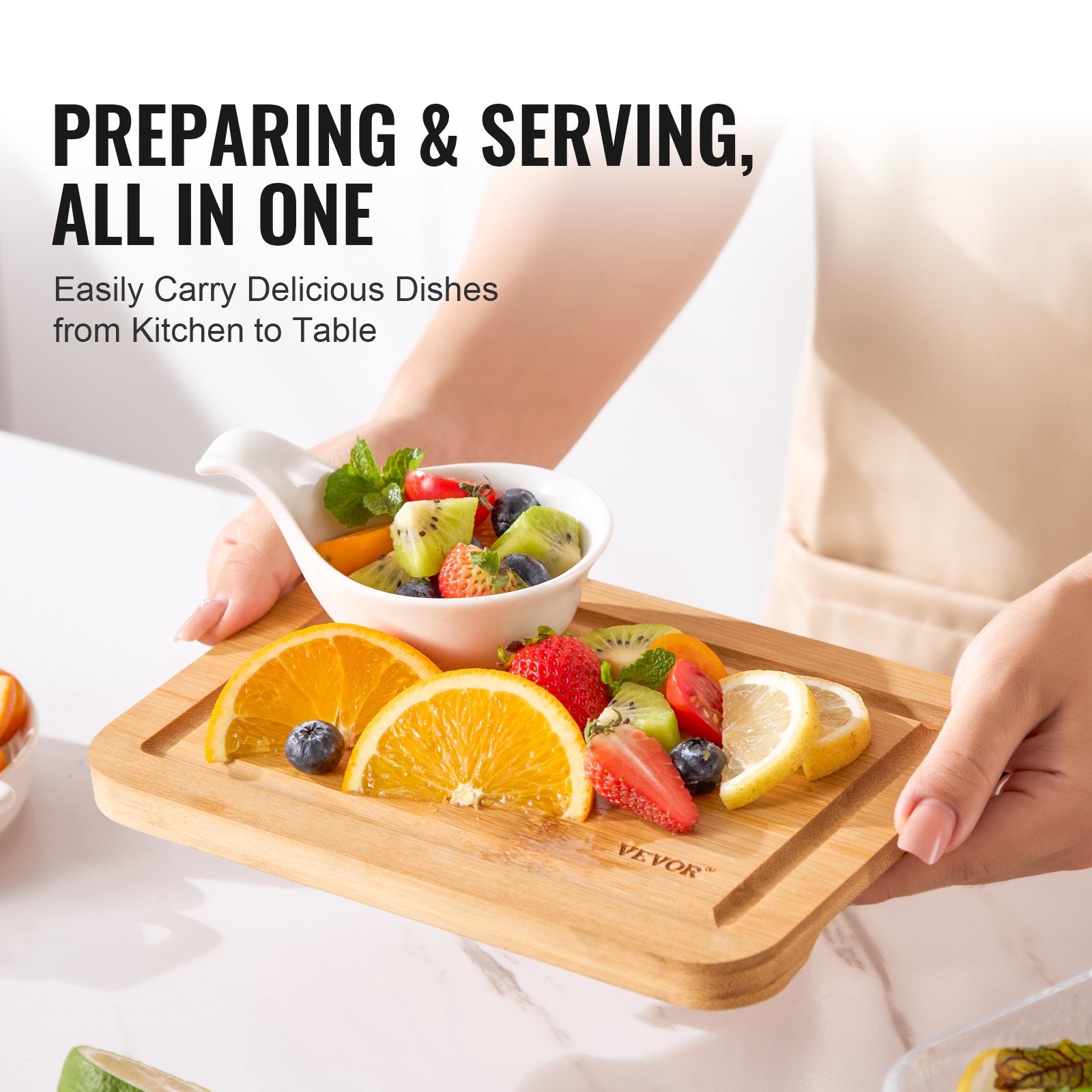 Premium Bamboo Cutting Board with Handle