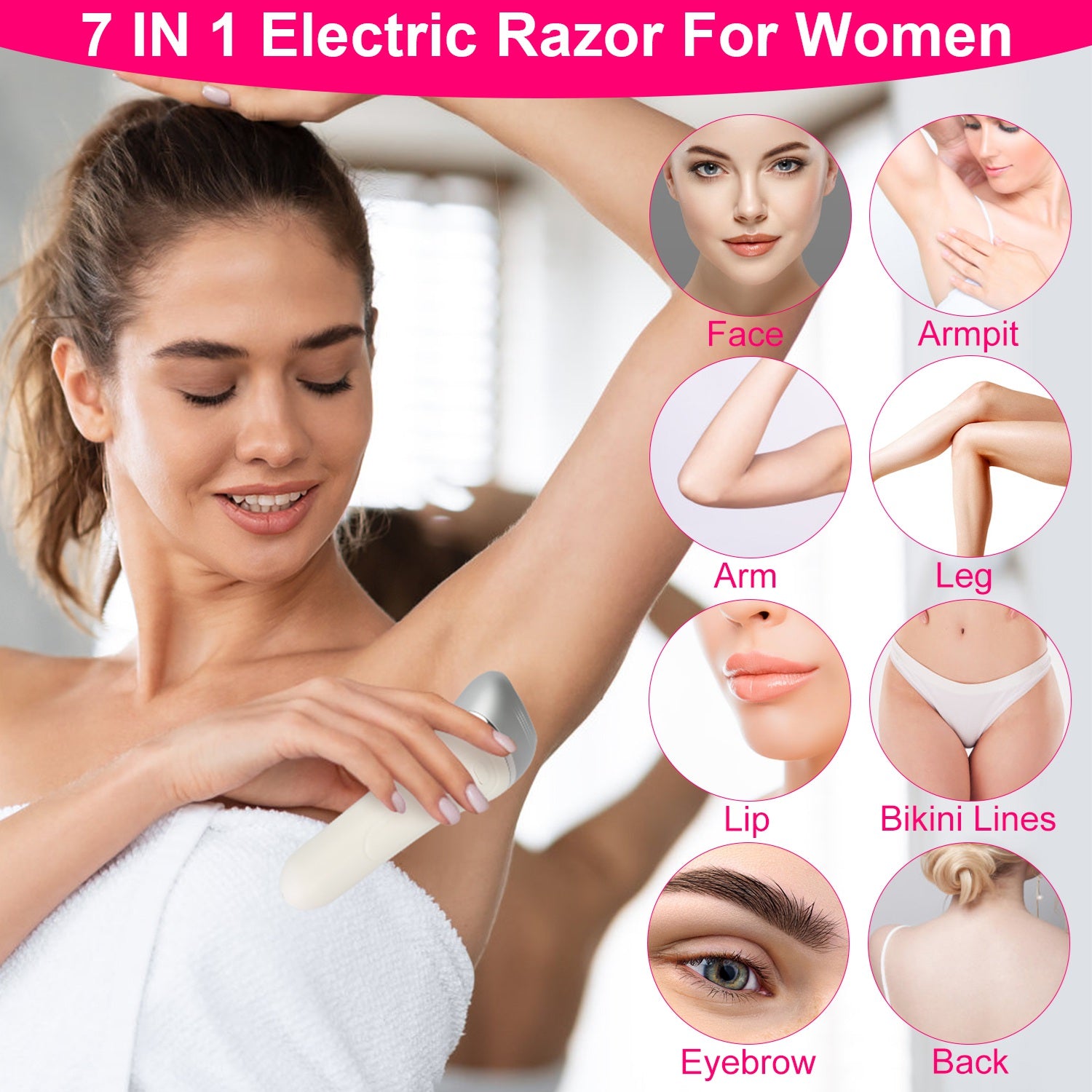 Ultimate 7-in-1 Women Electric Razor - Painless Full Body Groomer