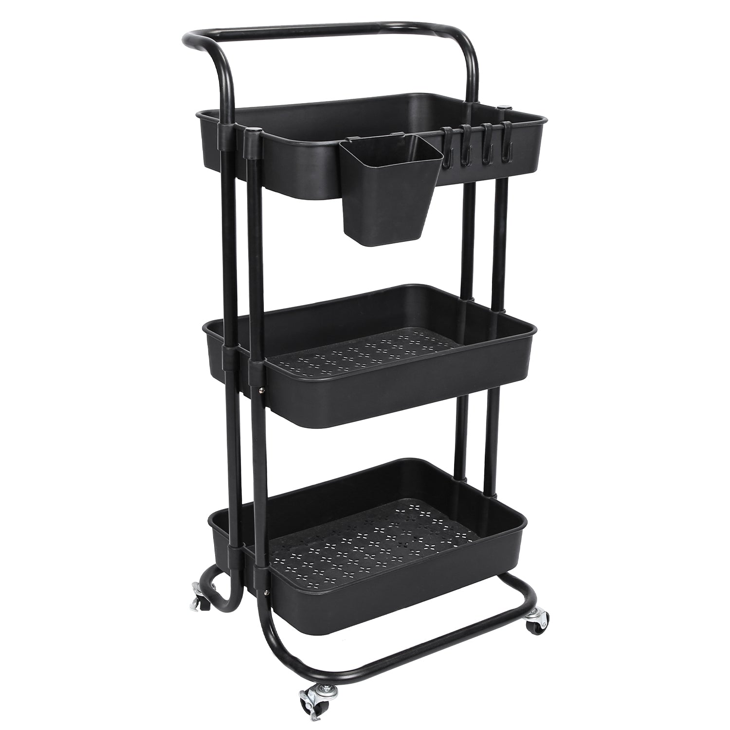 3 Tier Rolling Utility Cart with Mesh Baskets