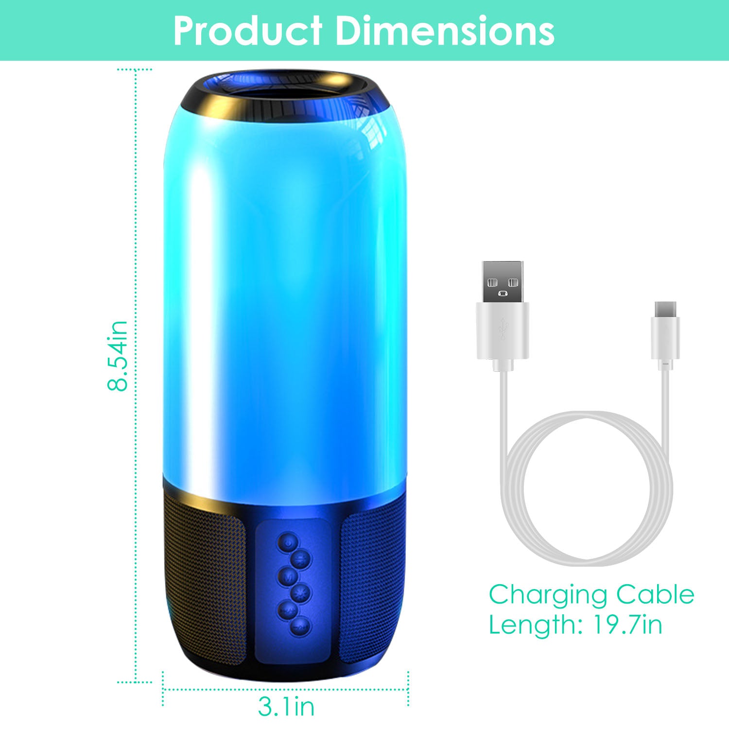 Wireless Portable Speaker Loud Stereo with Color Lights Radio