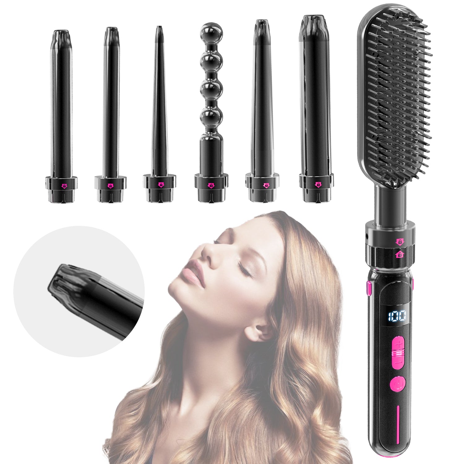 Ceramic Curling Iron & Straightener with Adjustable Heat Control