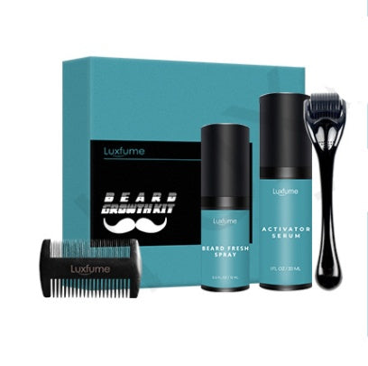 Beard Growth Kit with Serum, Derma Roller & Styling Comb