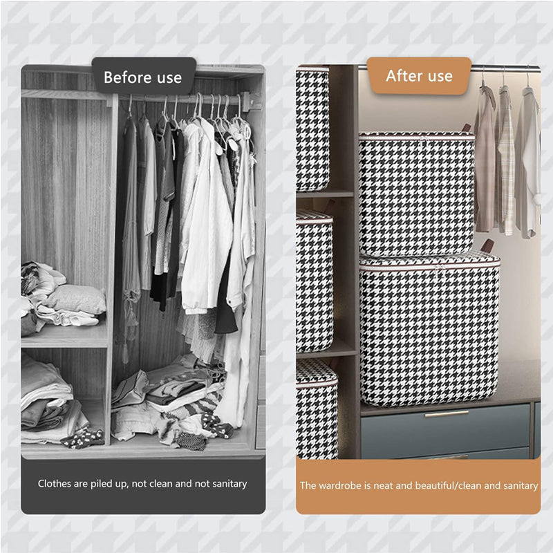 3pcs 100L Foldable Storage Bags Houndstooth Travel Organizer Set
