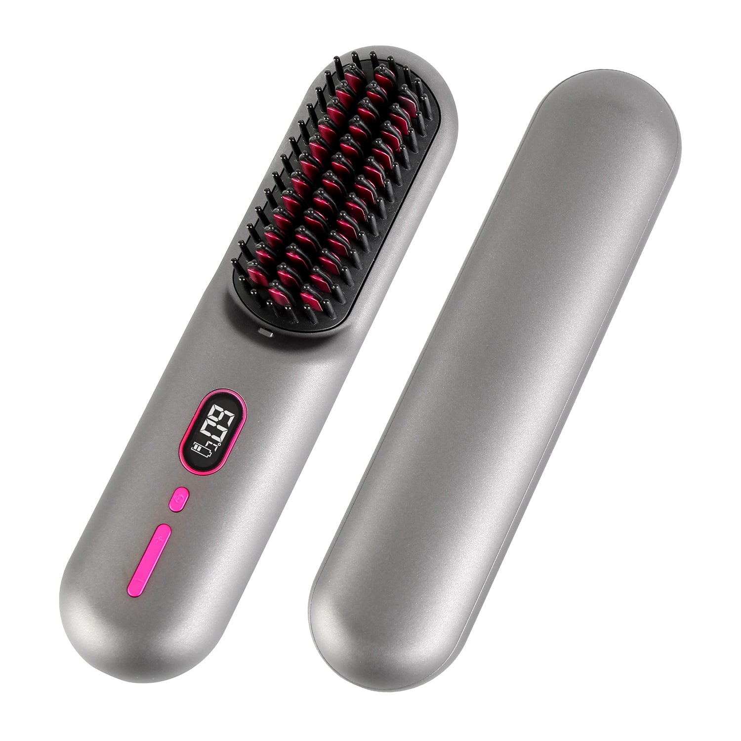 Cordless Negative Ion Hair Straightener Brush Mini LCD Styling Comb