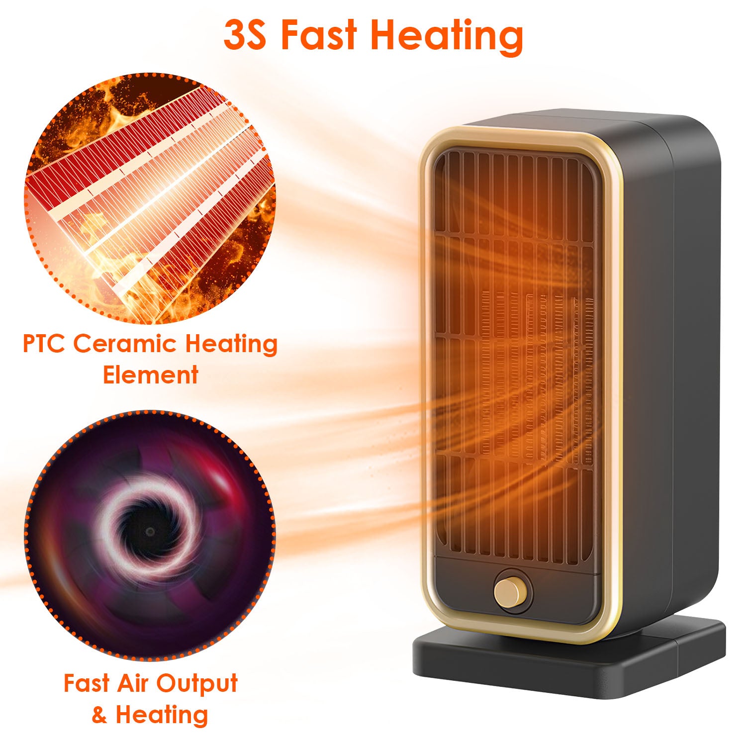 Powerful Portable Space Heater PTC Ceramic Fast Heating Safe
