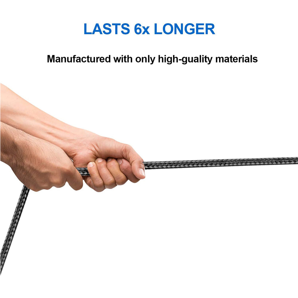 MFi Certified USB Cable Fast Charging Nylon Braided Black