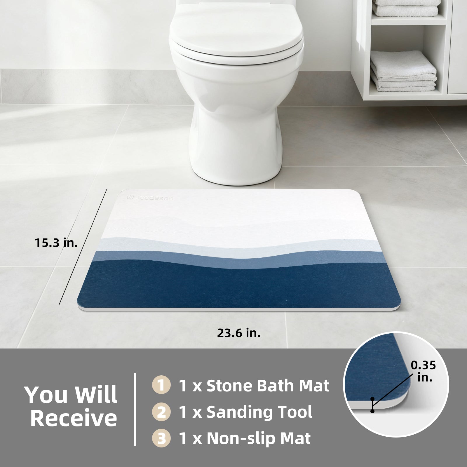 Diatomaceous Earth Bath Mat Quick Dry Non Slip All Season Comfort