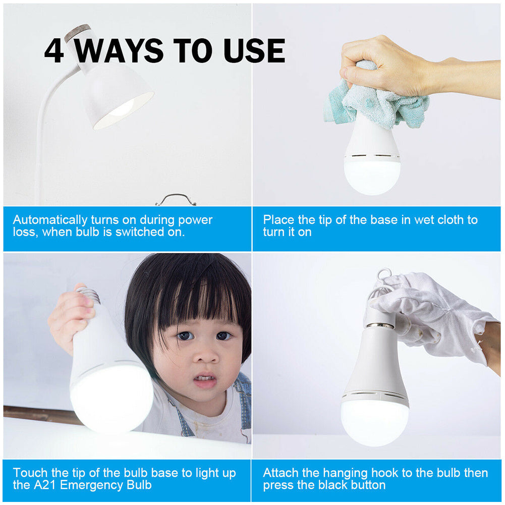 Rechargeable LED Emergency Bulb 12W Backup Light E27 Fast Charge