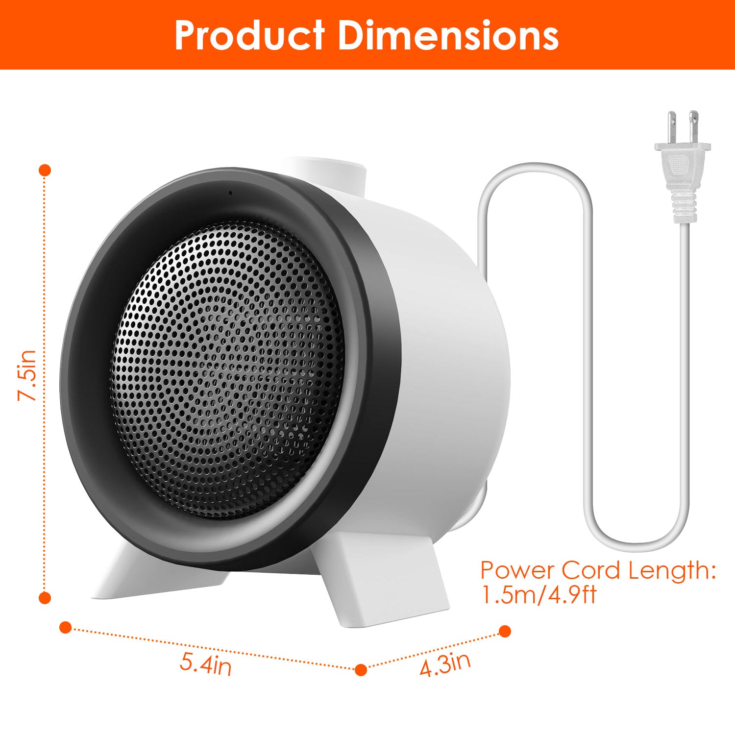 Portable Ceramic Space Heater 1000W Fast Heating Safety Fan