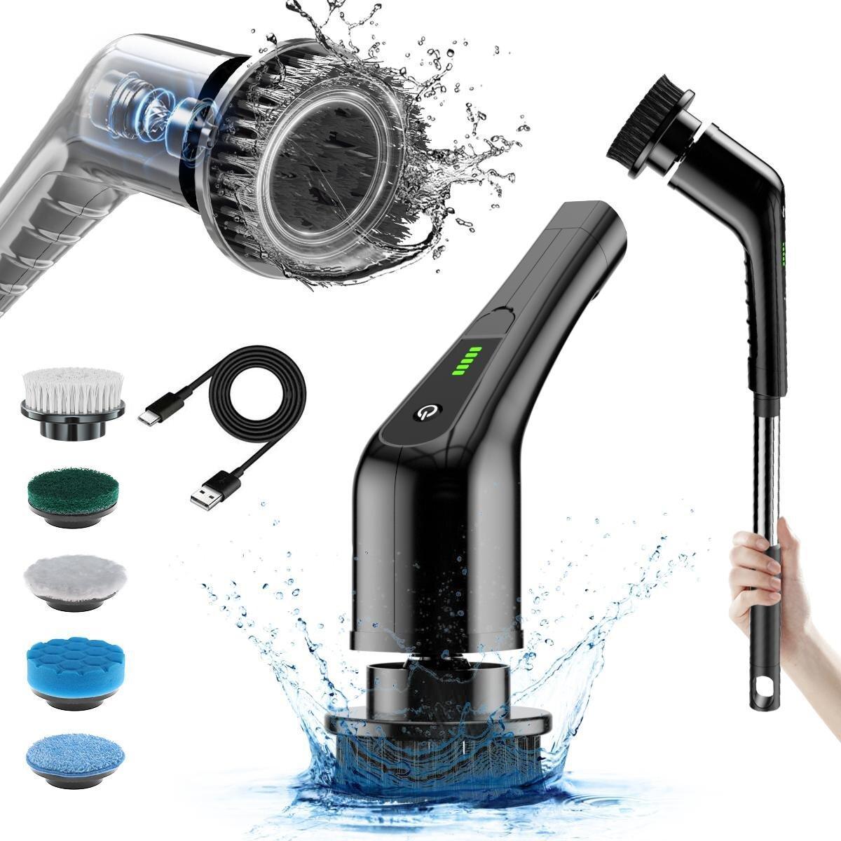 Electric Cleaning Brush with Adjustable Handle and Power