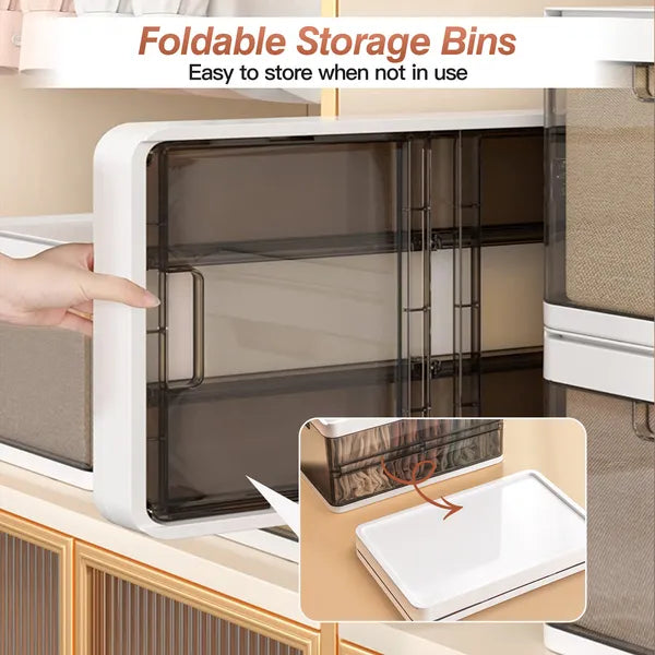 3 Pack Foldable Storage Bin Stackable Closet Organizer Box