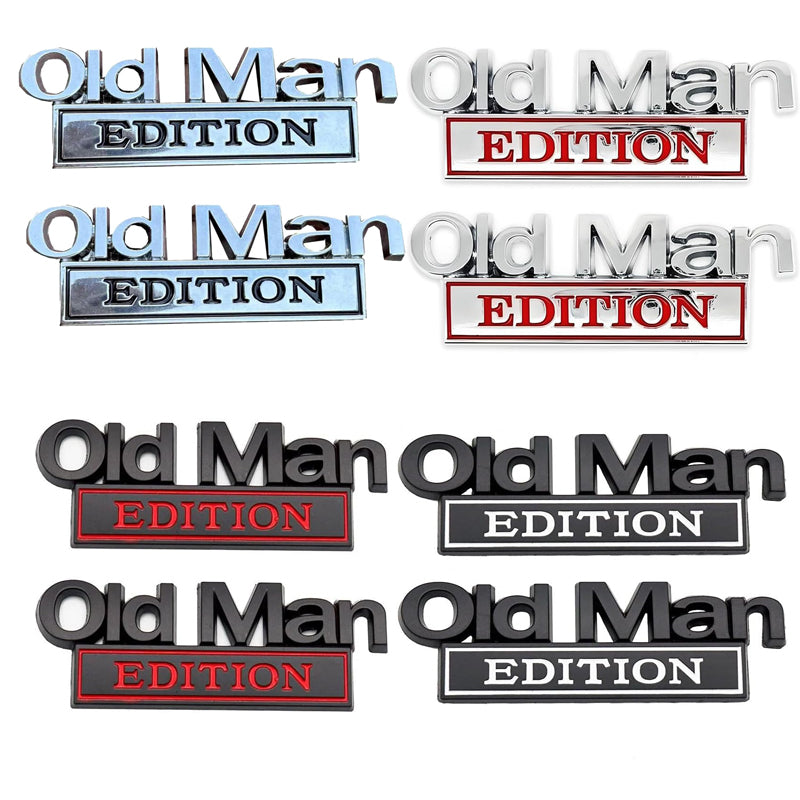 2PCS Old Man Edition 3D Metal Car Emblem Badge