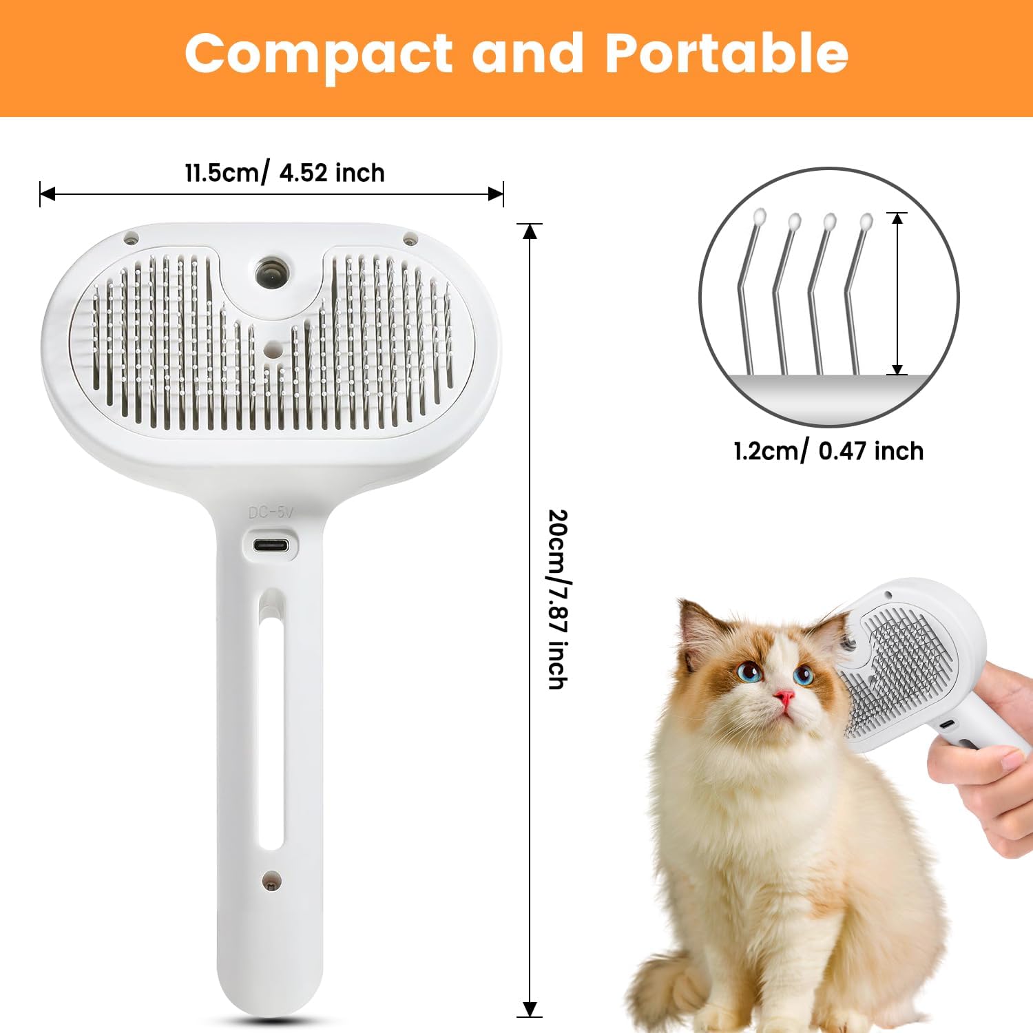 Premium 3in1 Pet Steam Brush Spray Grooming Hair Removal Tool