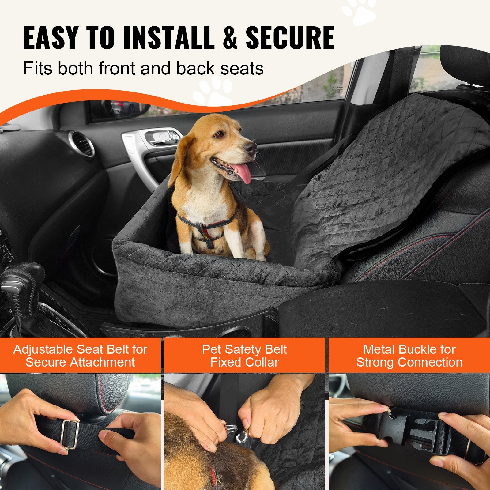 Dog Booster Car Seat for Small & Medium Dogs – Elevated Pet Travel Seat up to 40 lbs