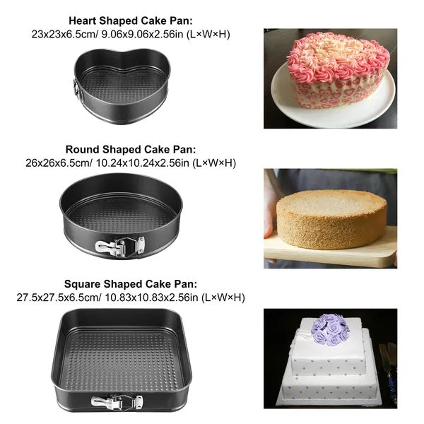 3-Piece Nonstick Springform Cake Pan Set