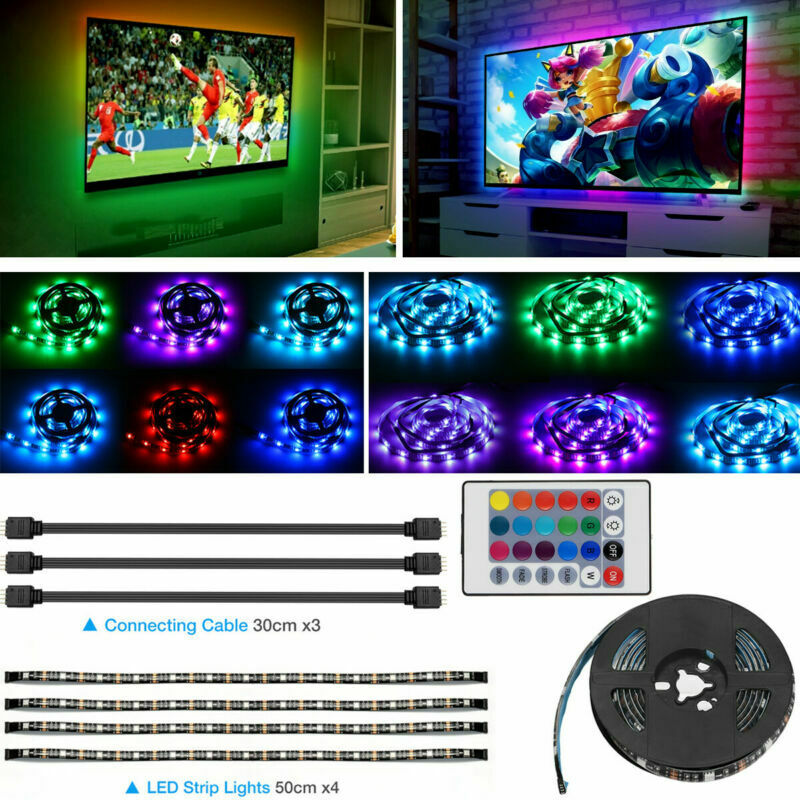 4x50CM USB RGB LED Strip Lights Kit with Remote for TV Background