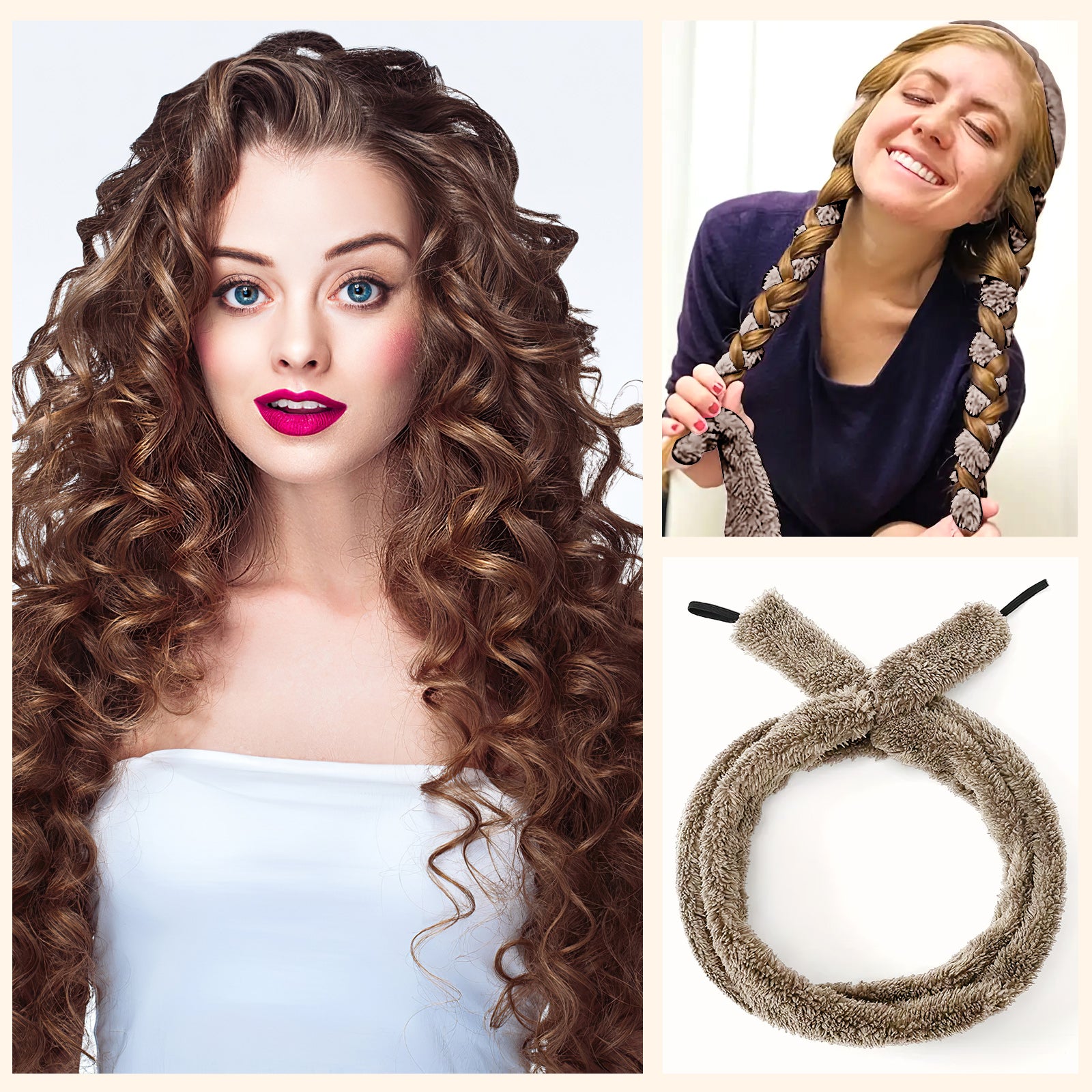 Satin Heatless Hair Curler Overnight Soft Wave Styling Rod Set