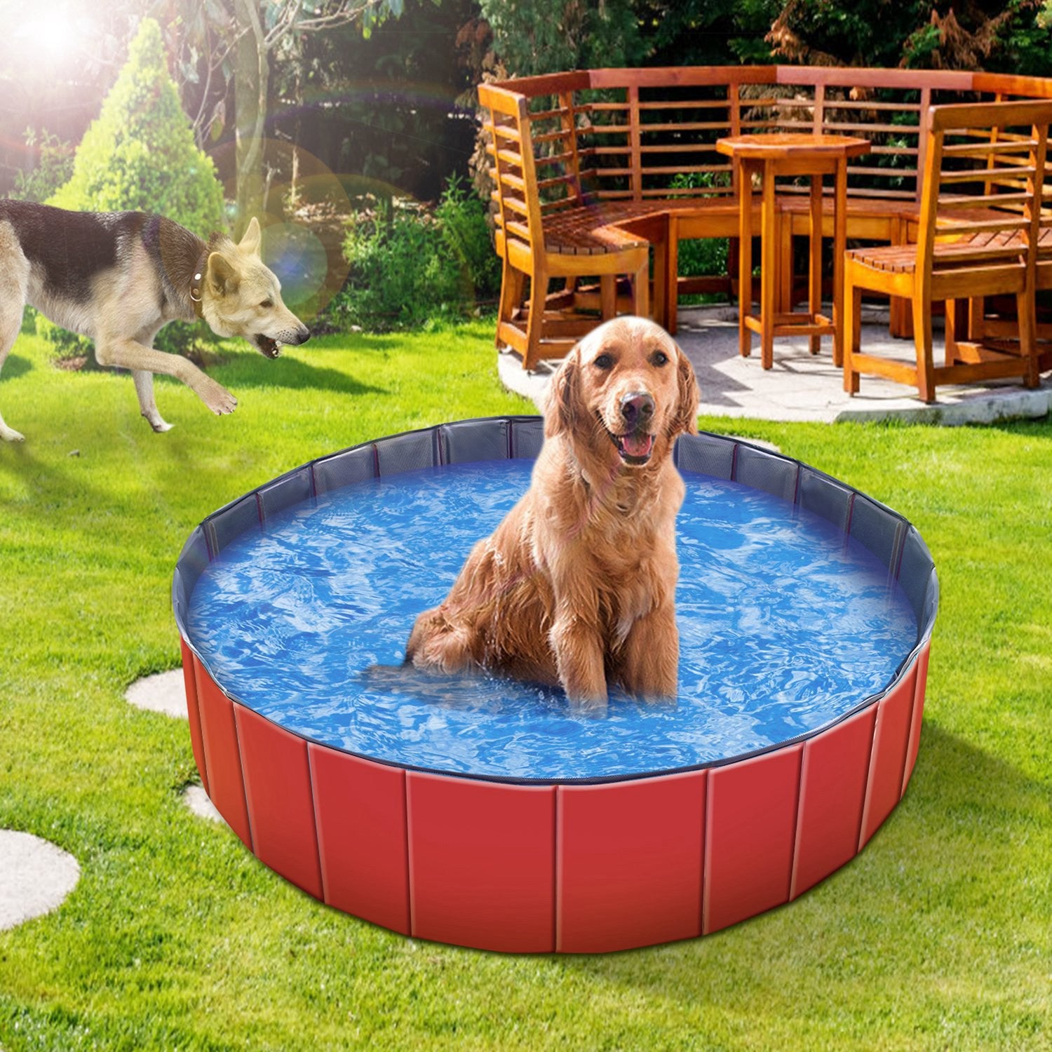 160cm Foldable Pet Swimming Pool PVC Dog Bath Tub Portable Pool