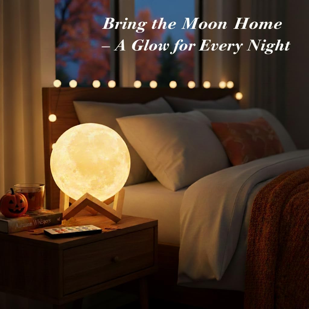 16-Color LED Moon Lamp with Stand & Remote