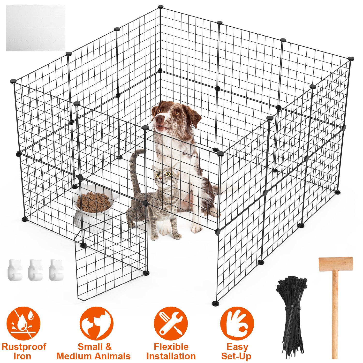Small Animal Playpen Metal Fence with Door for Indoor Outdoor