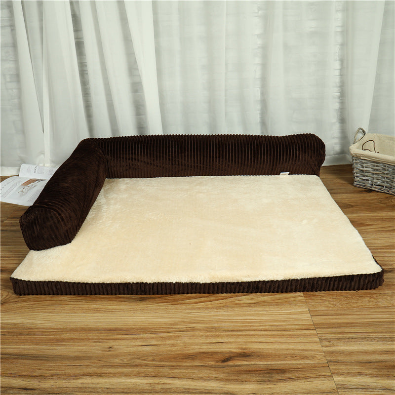 Corduroy Pet Dog Bed Soft Washable Sofa Bed Non Slip Bottom