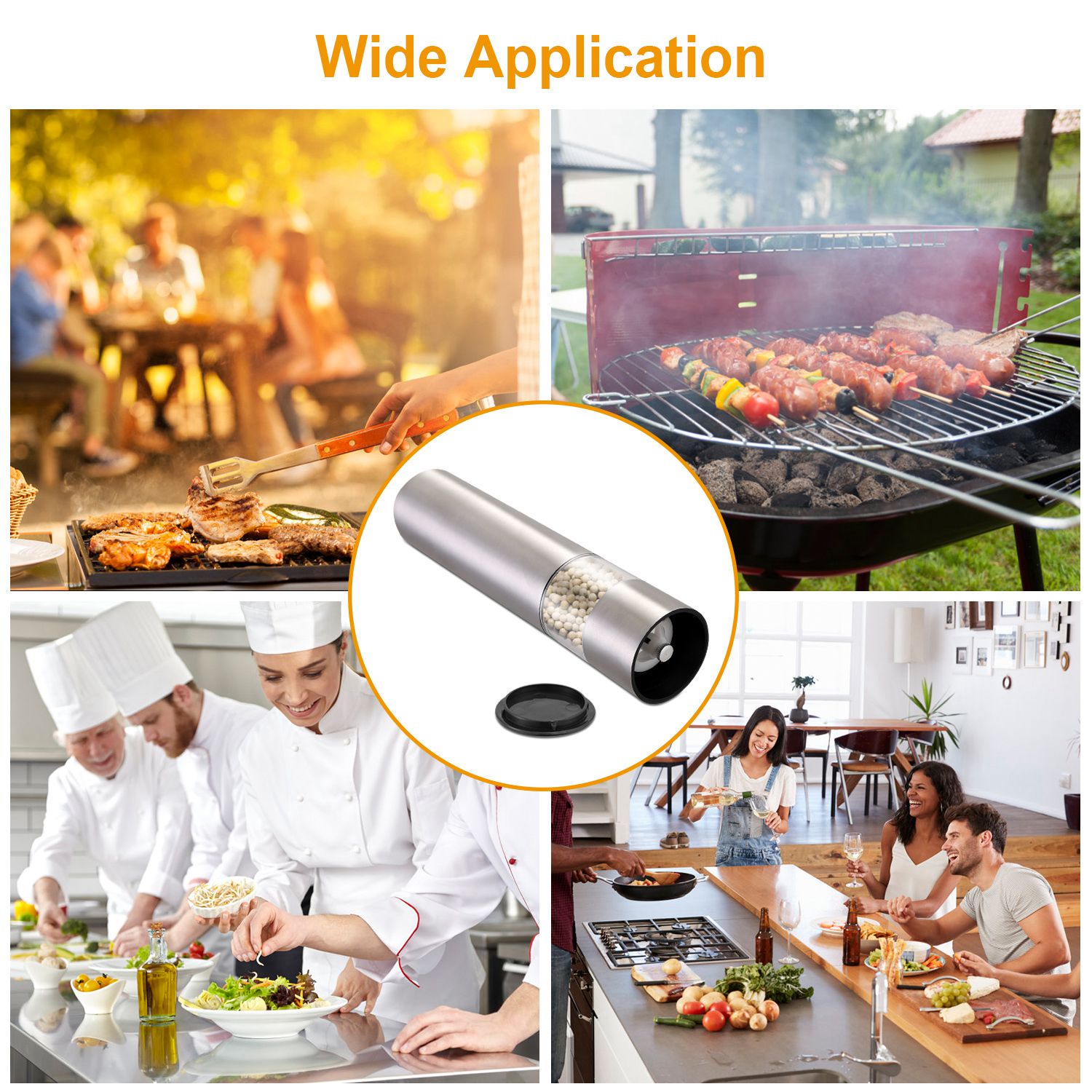 Electric Salt Pepper Grinder Adjustable Stainless Steel Mill