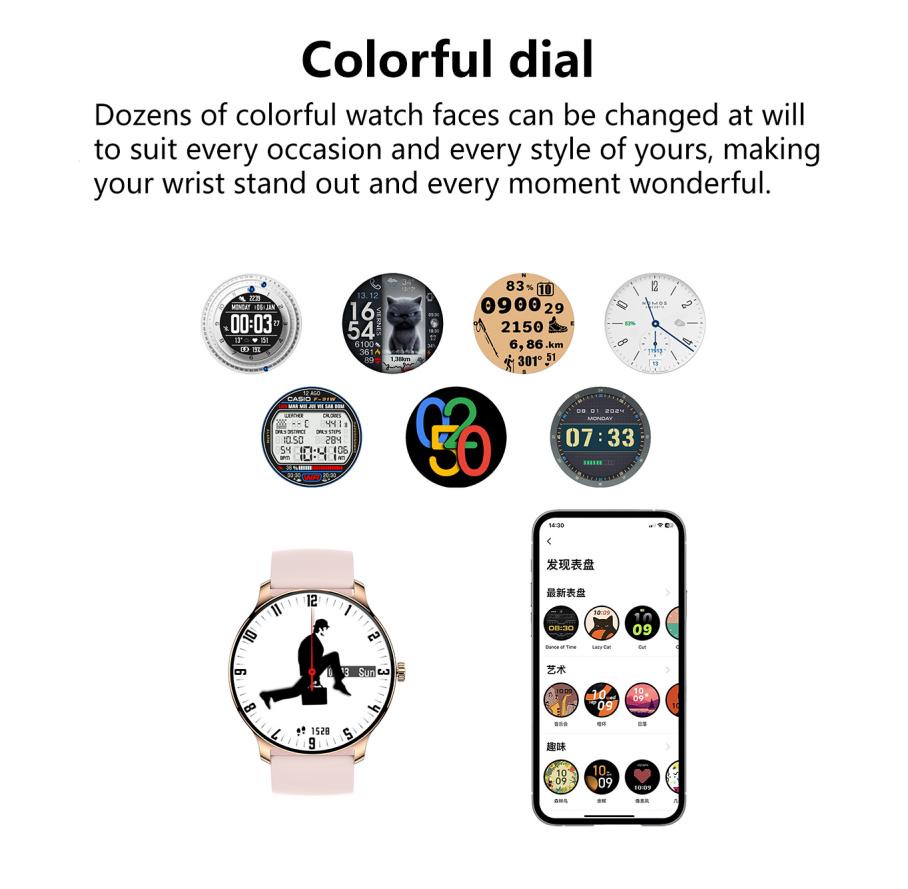 Ultra Slim Smartwatch for Men Women AMOLED Fitness Watch IP67 Waterproof