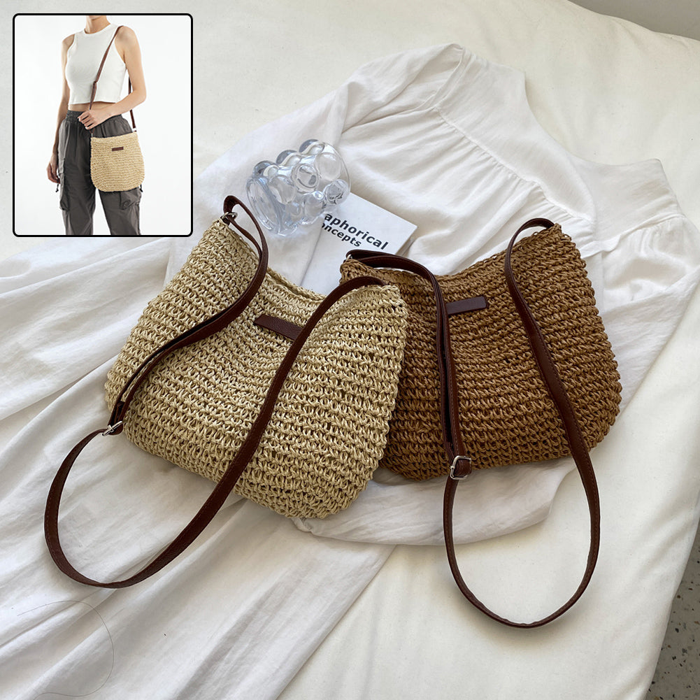 Niche Design Vacation Straw Tote Bag Stylish Summer Beach Shoulder Bag
