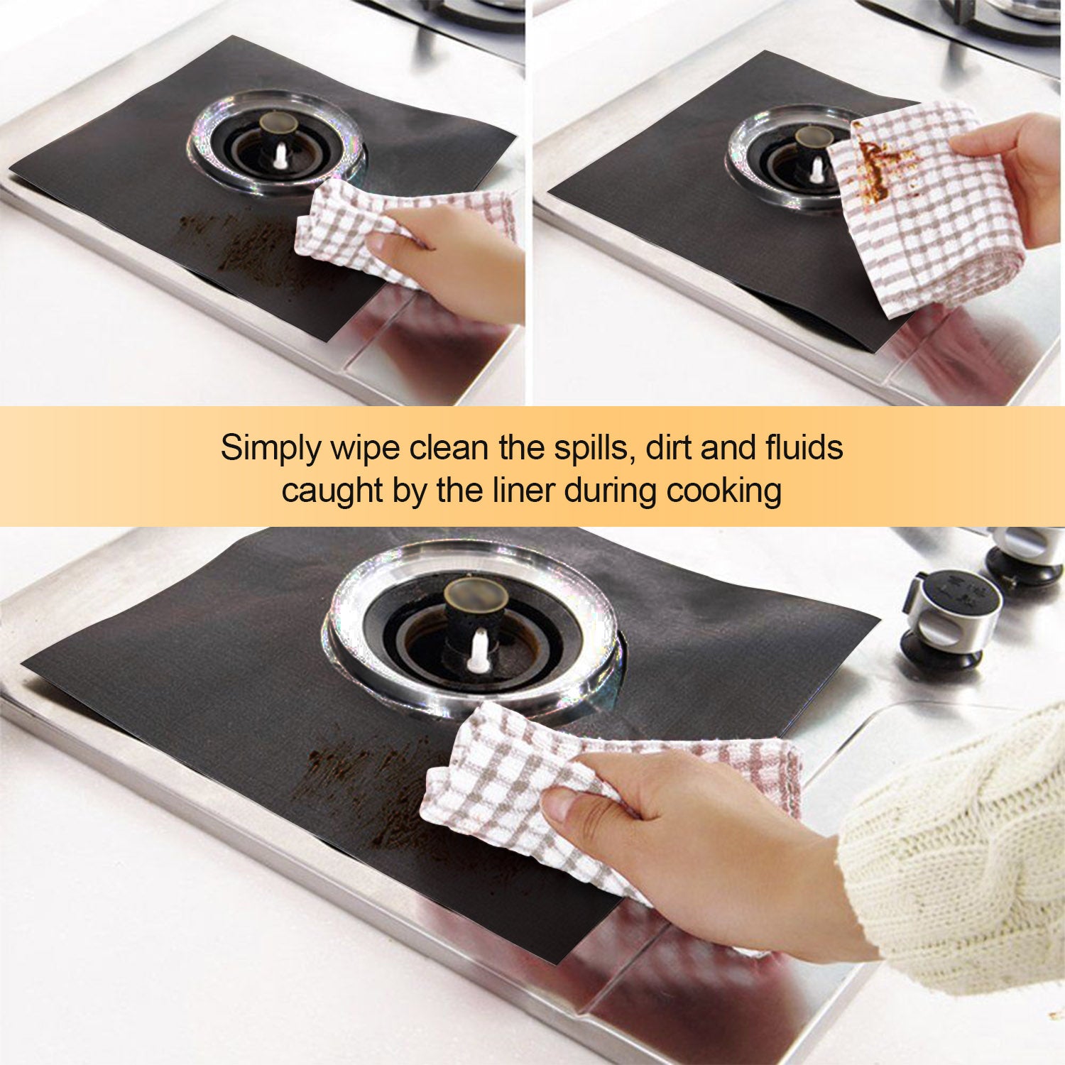 4-Pack Nonstick Stovetop Burner Protector Liners Reusable