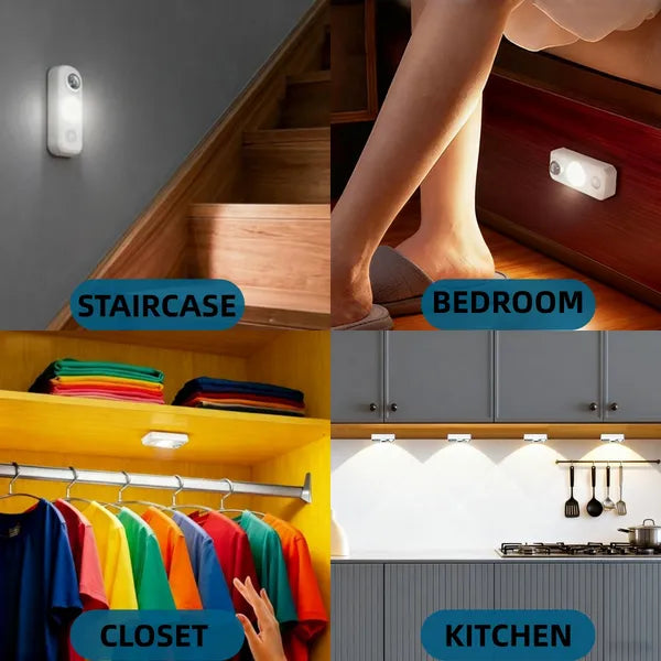 4PCS LED Motion Sensor Bulb USB Rechargeable Cabinet Night Lights
