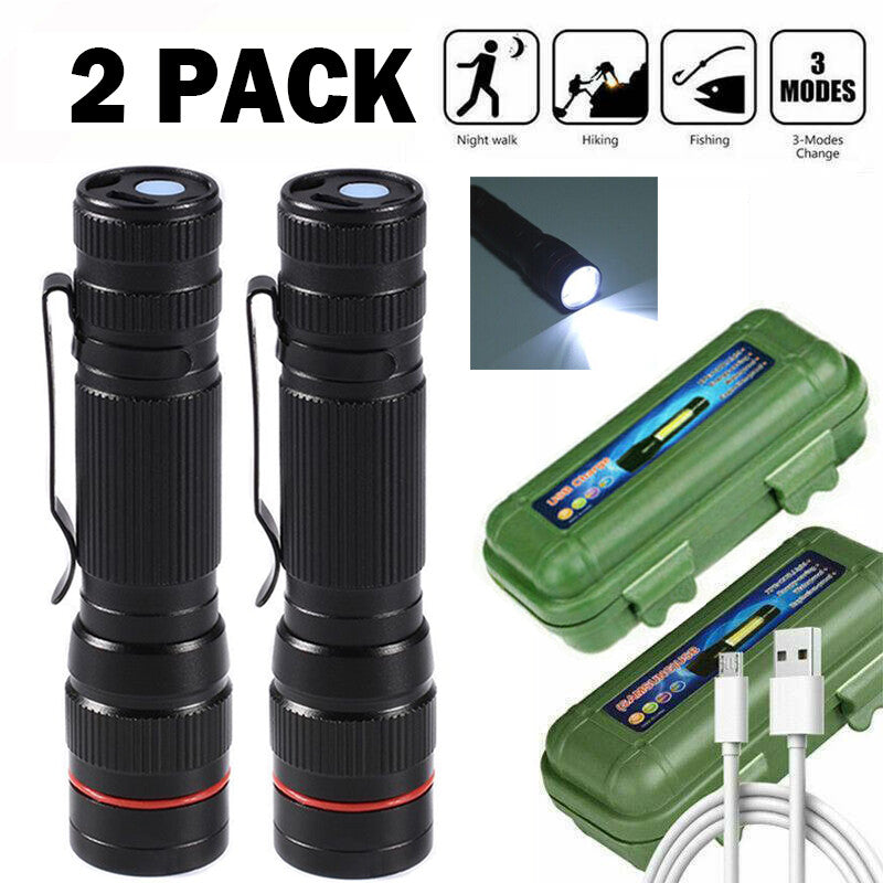 Ultra Bright Tactical LED Flashlight USB Rechargeable Mini Torch