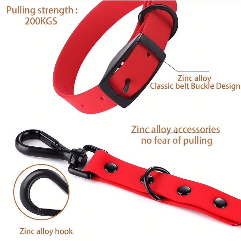 Premium Silicone Dog Collar Leash Set Waterproof Easy Clean